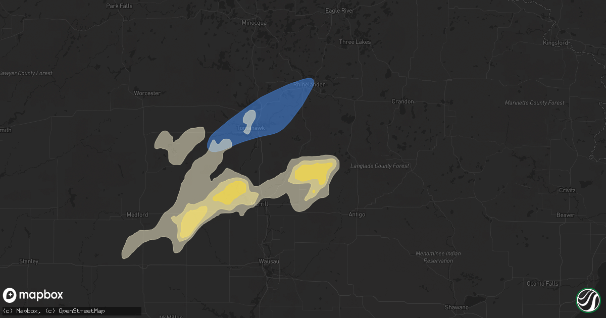 Hail map in Gleason, WI on June 17, 2024