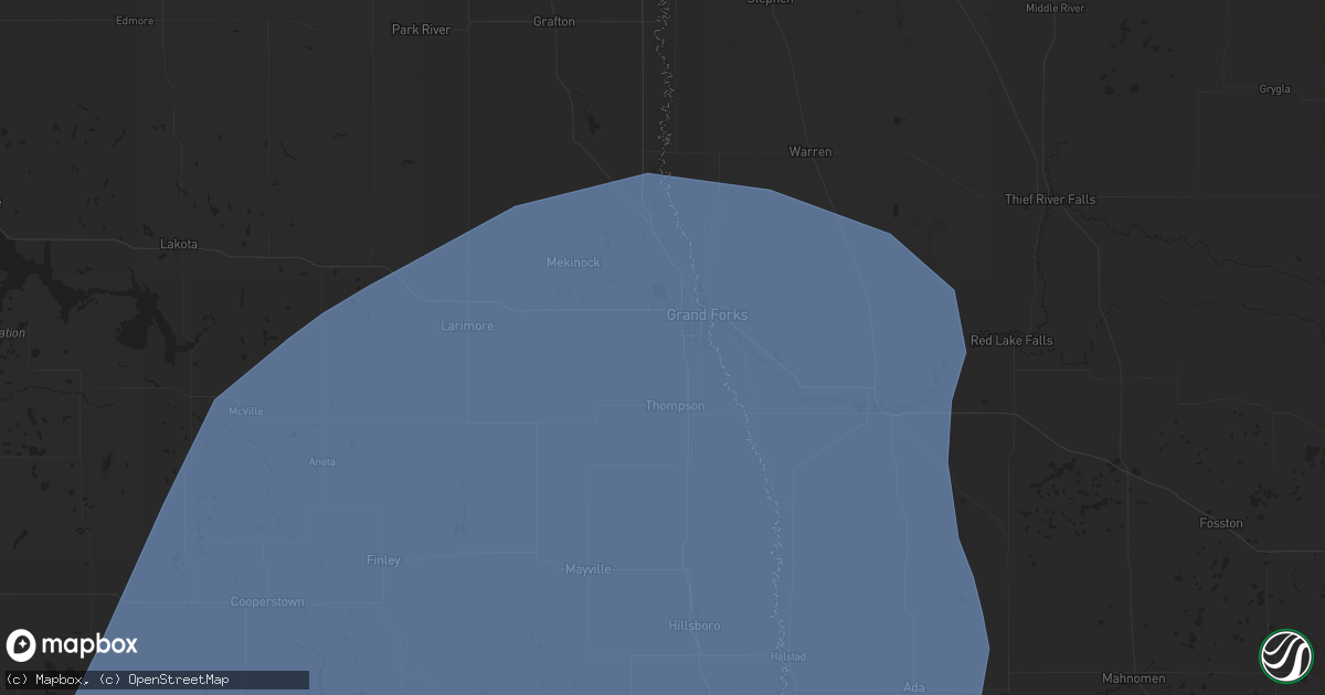 Hail map in Grand Forks, ND on June 17, 2024