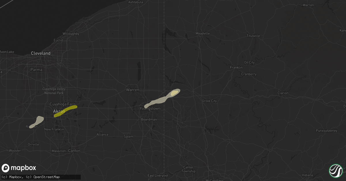 Hail map in Hermitage, PA on June 17, 2024