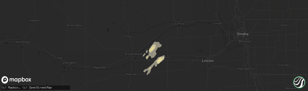 Hail map in Hordville, NE on June 17, 2024