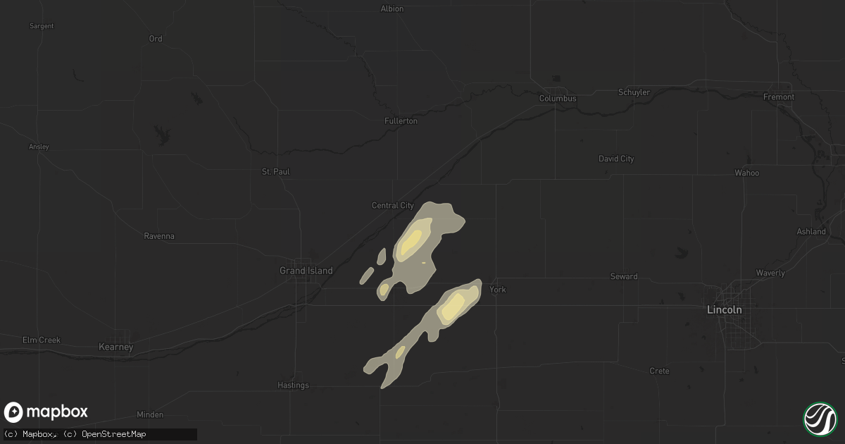 Hail map in Hordville, NE on June 17, 2024