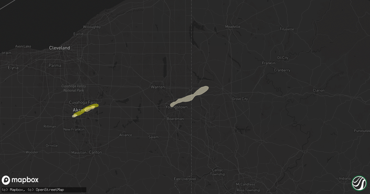 Hail map in Hubbard, OH on June 17, 2024