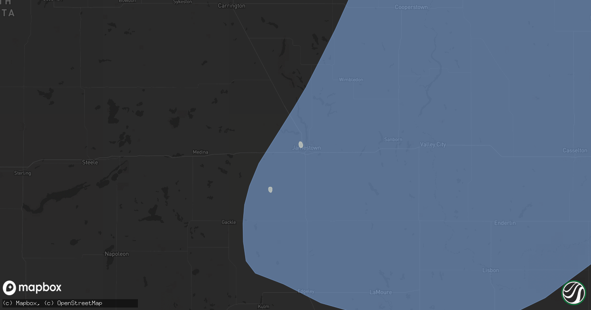 Hail map in Jamestown, ND on June 17, 2024