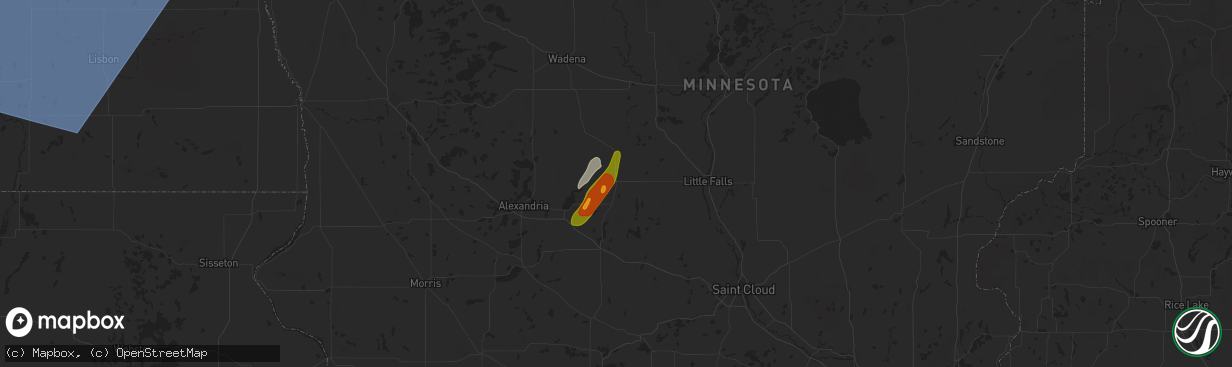 Hail map in Long Prairie, MN on June 17, 2024