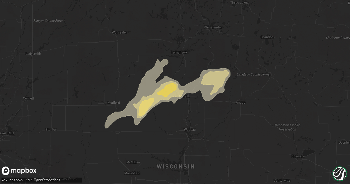 Hail map in Merrill, WI on June 17, 2024