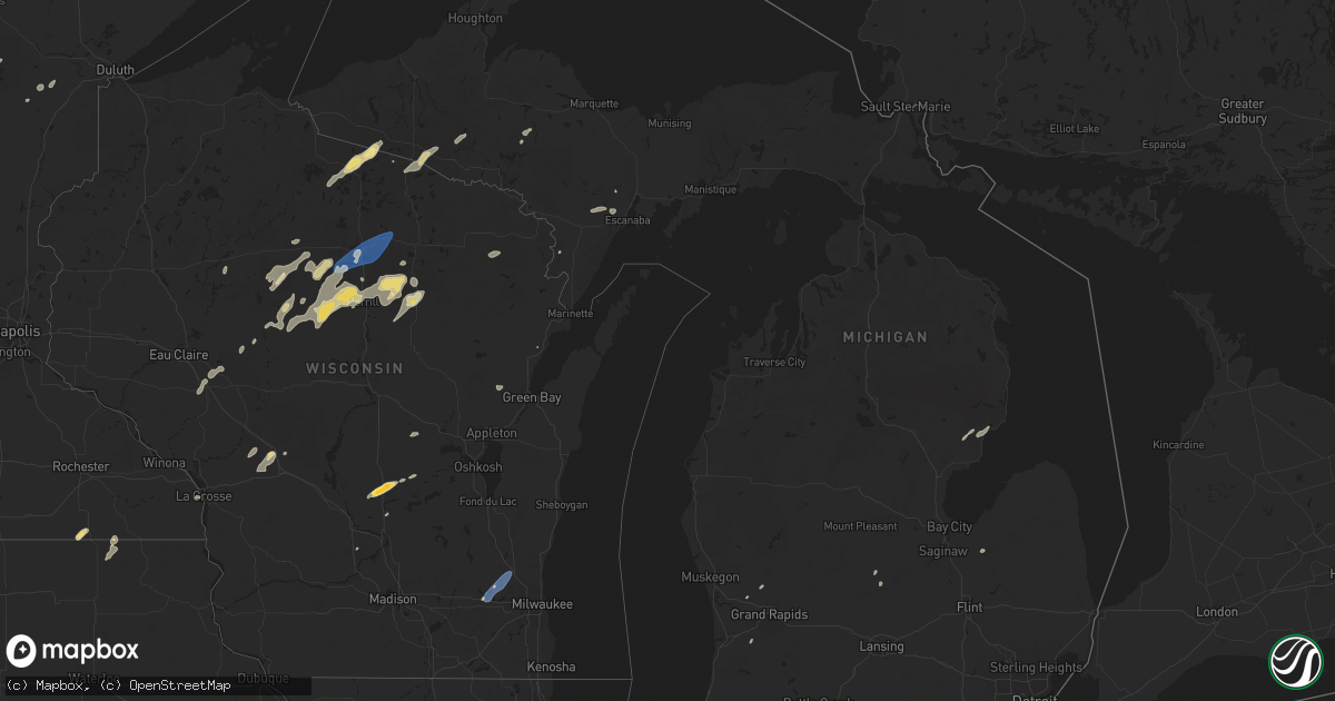 Hail map in Michigan on June 17, 2024