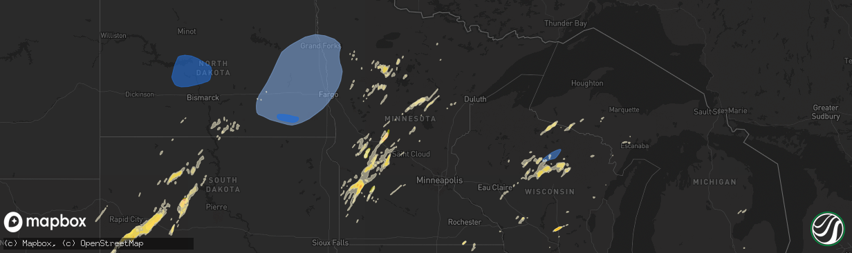 Hail map in Minnesota on June 17, 2024