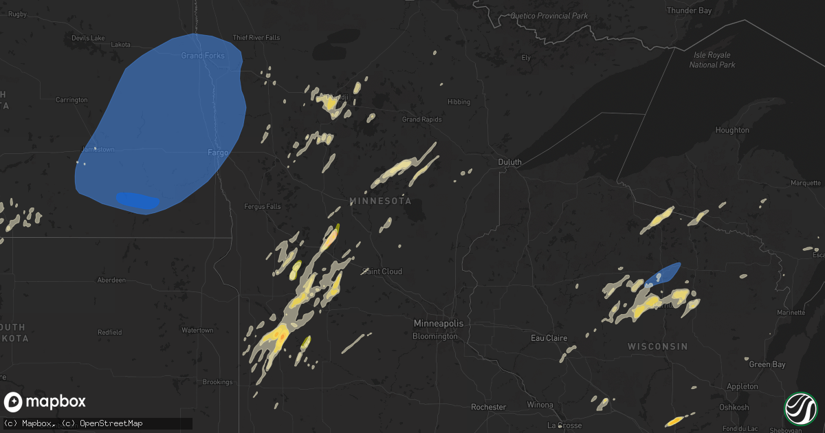 Hail map in Minnesota on June 17, 2024