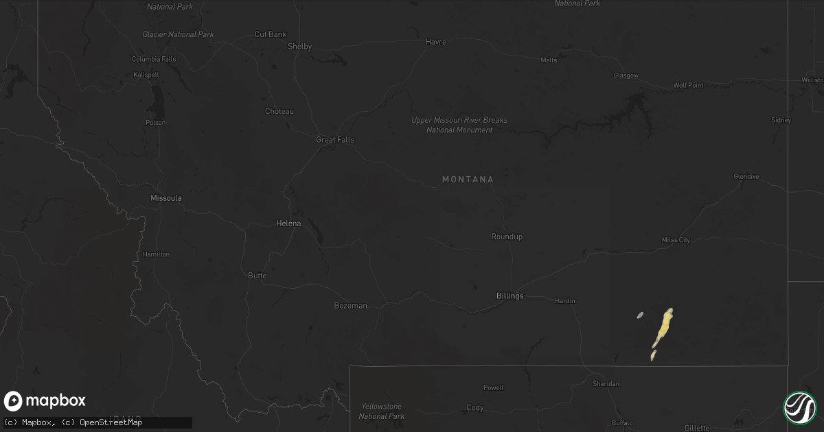 Hail map in Montana on June 17, 2024