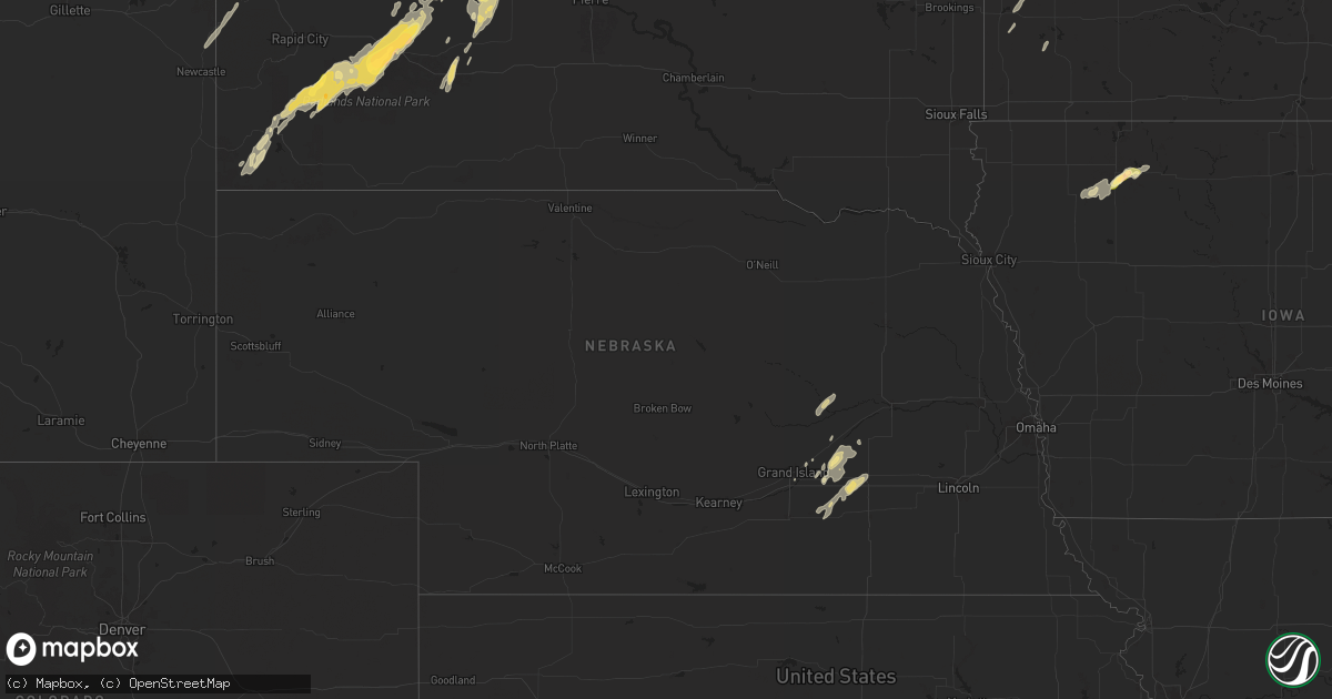 Hail map in Nebraska on June 17, 2024