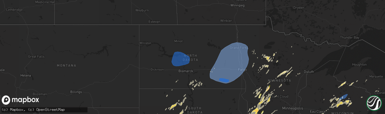 Hail map in North Dakota on June 17, 2024