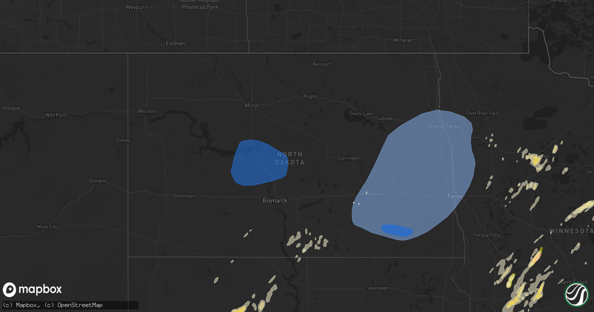 Hail map in North Dakota on June 17, 2024
