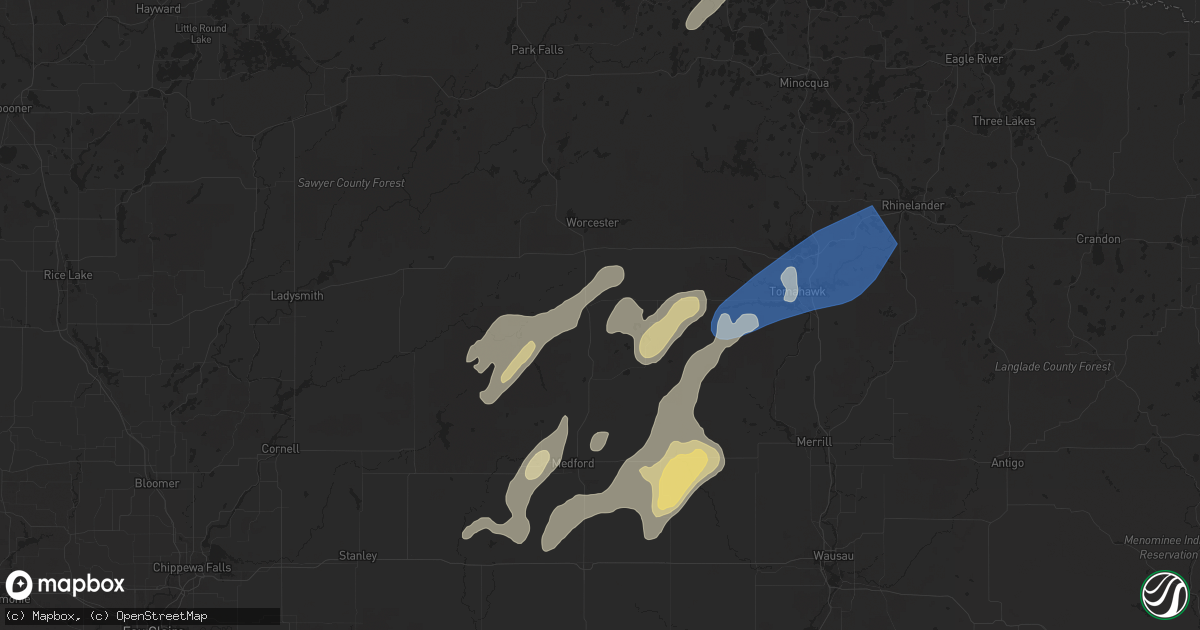 Hail map in Ogema, WI on June 17, 2024