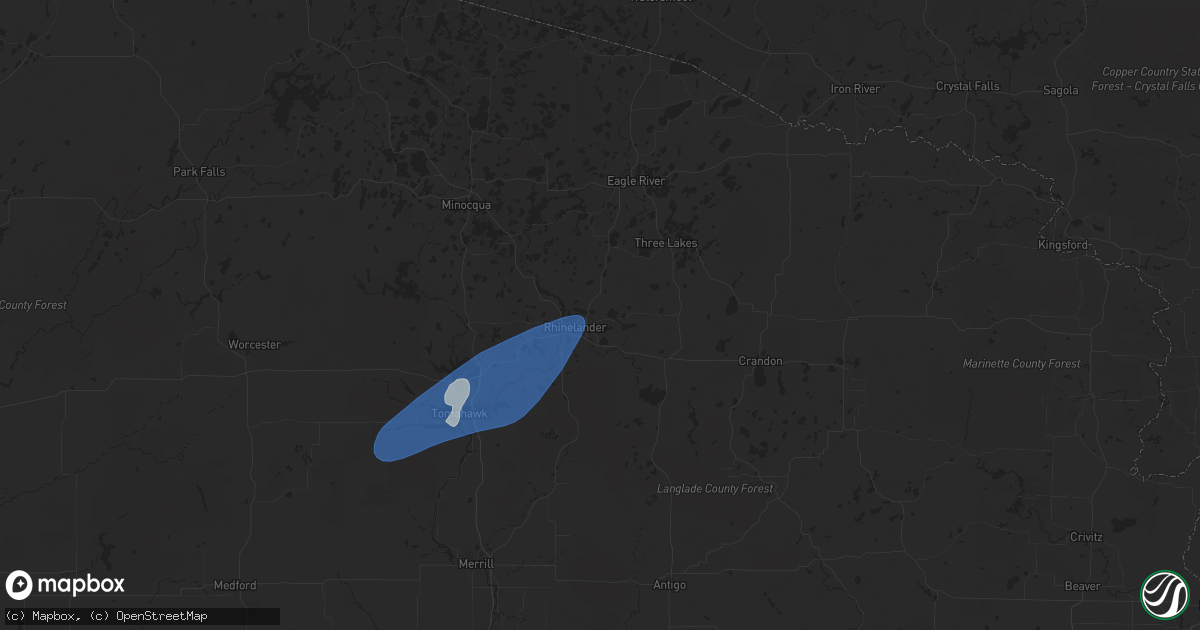 Hail map in Rhinelander, WI on June 17, 2024