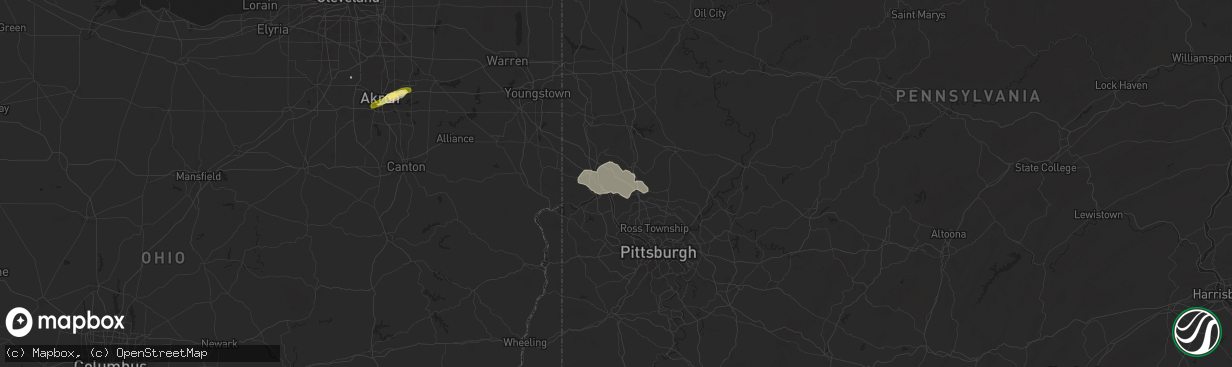 Hail map in Rochester, PA on June 17, 2024