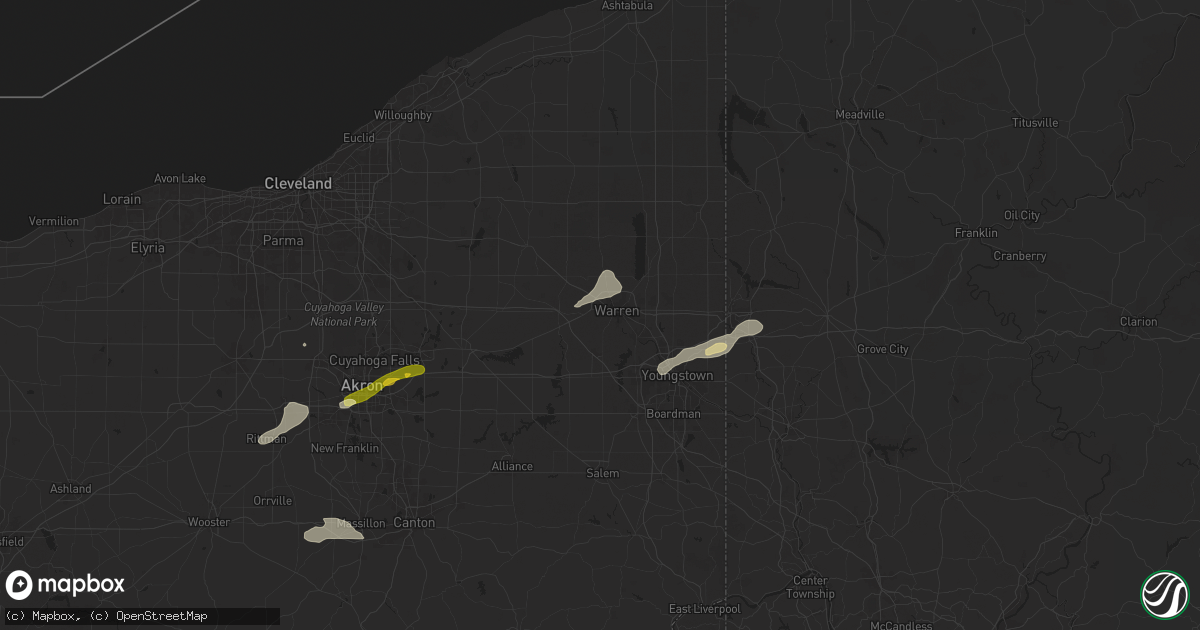 Hail map in Warren, OH on June 17, 2024