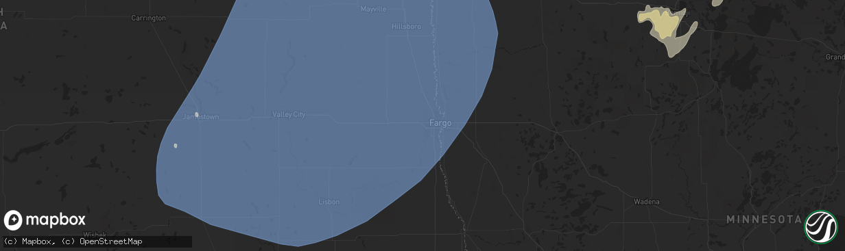 Hail map in West Fargo, ND on June 17, 2024