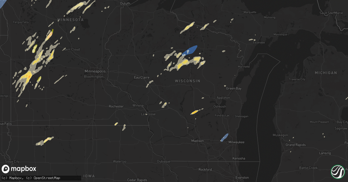 Hail map in Wisconsin on June 17, 2024
