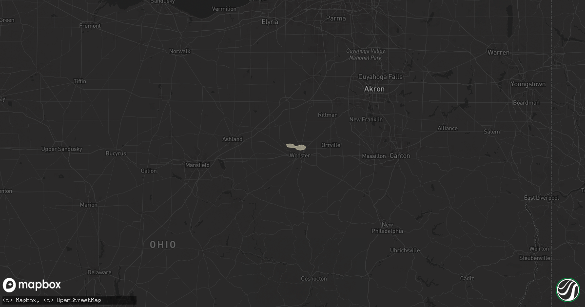 Hail map in Wooster, OH on June 17, 2024
