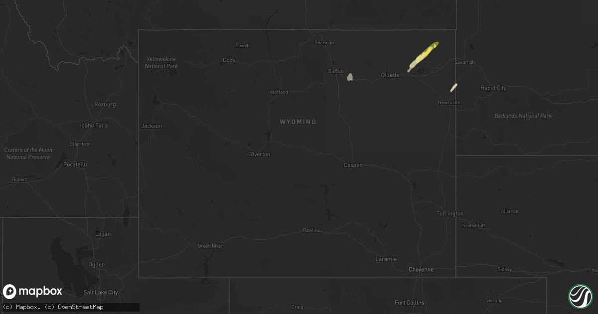 Hail map in Wyoming on June 17, 2024