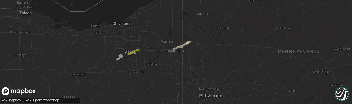Hail map in Youngstown, OH on June 17, 2024