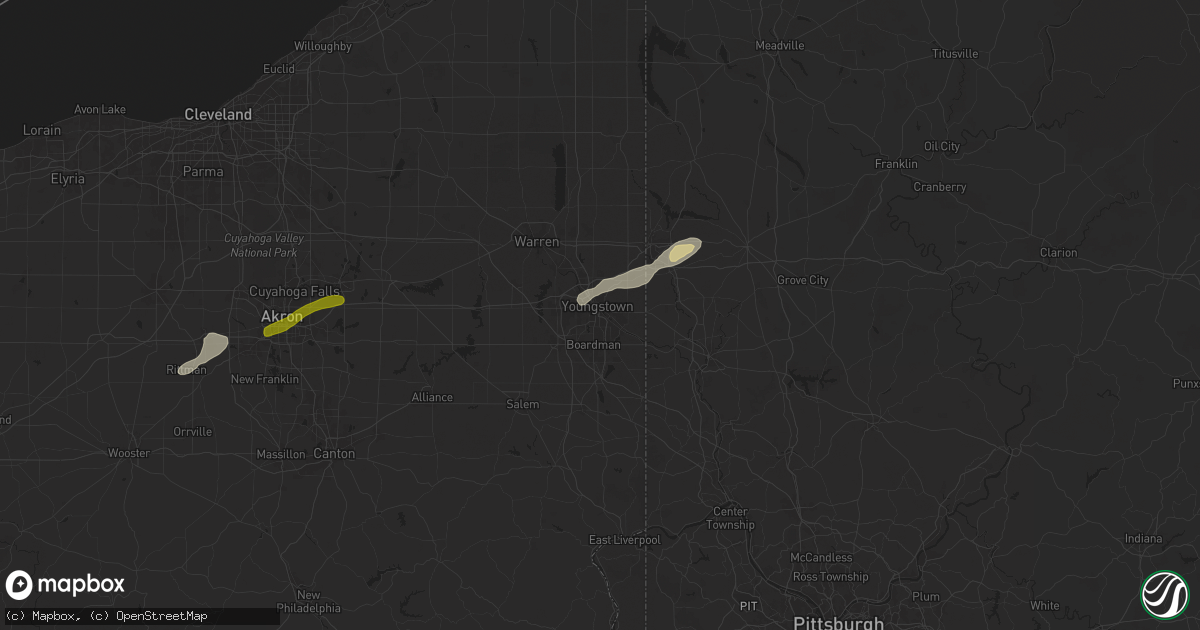 Hail map in Youngstown, OH on June 17, 2024