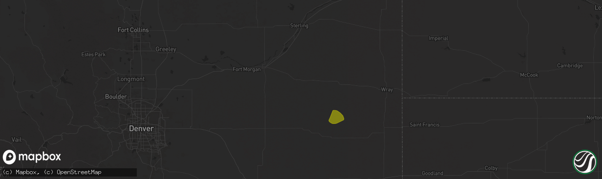 Hail map in Akron, CO on June 17, 2025