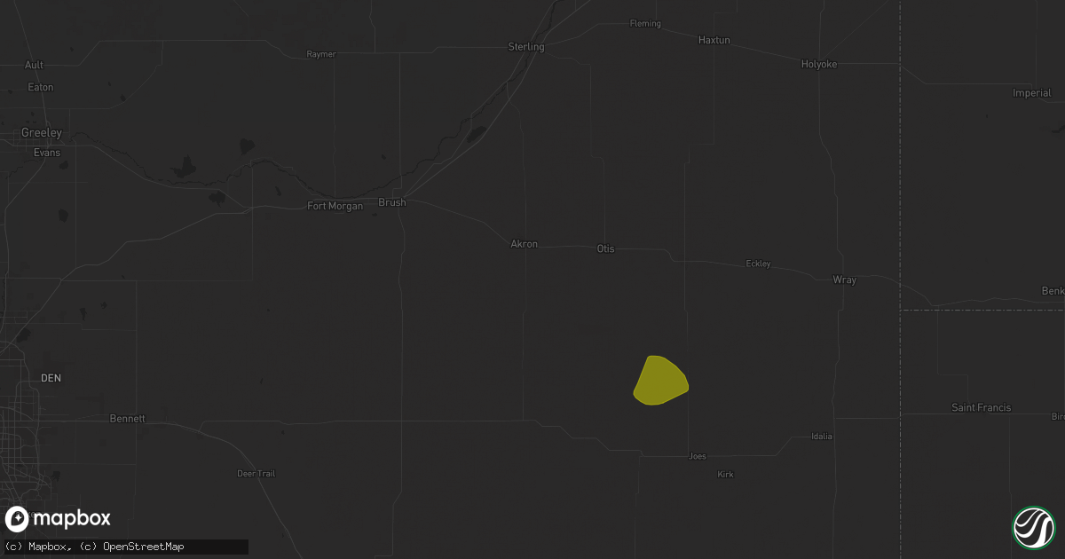 Hail map in Akron, CO on June 17, 2025