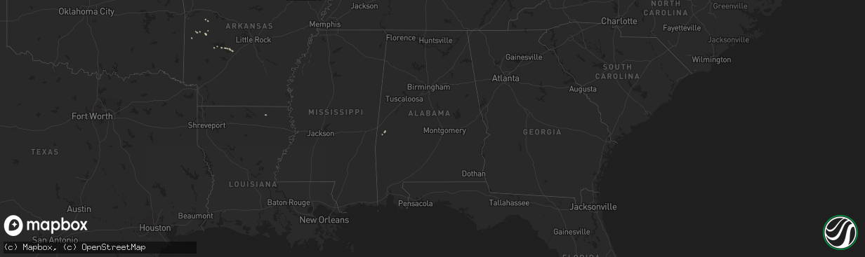 Hail map in Alabama on June 17, 2025