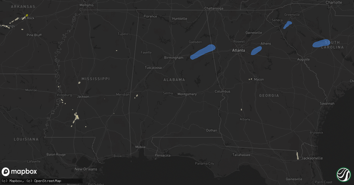 Hail map in Alabama on June 17, 2025