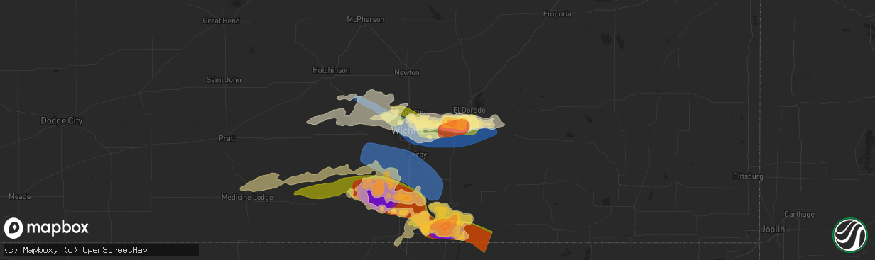 Hail map in Andover, KS on June 17, 2025