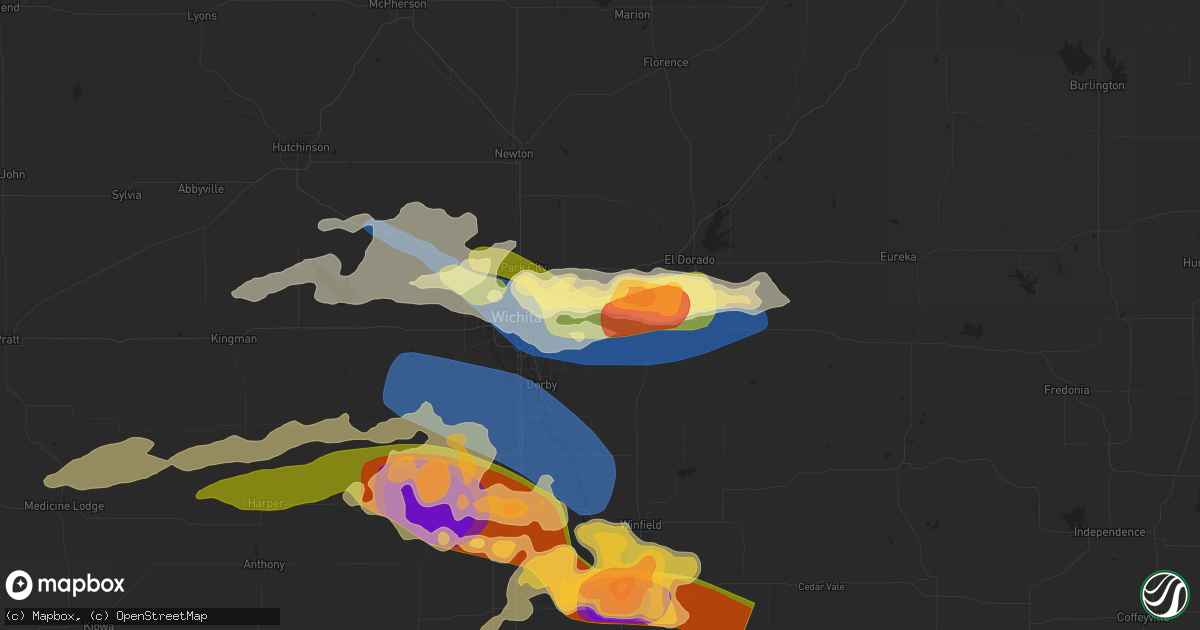 Hail map in Andover, KS on June 17, 2025
