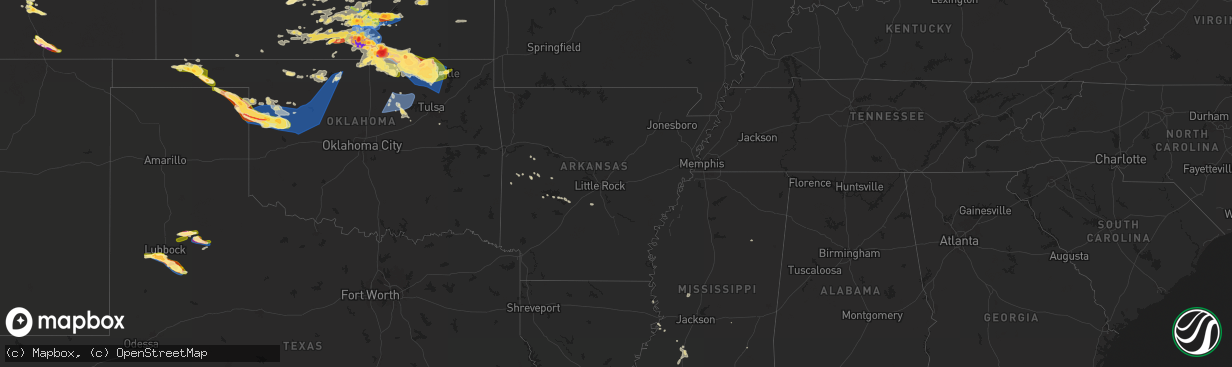 Hail map in Arkansas on June 17, 2025