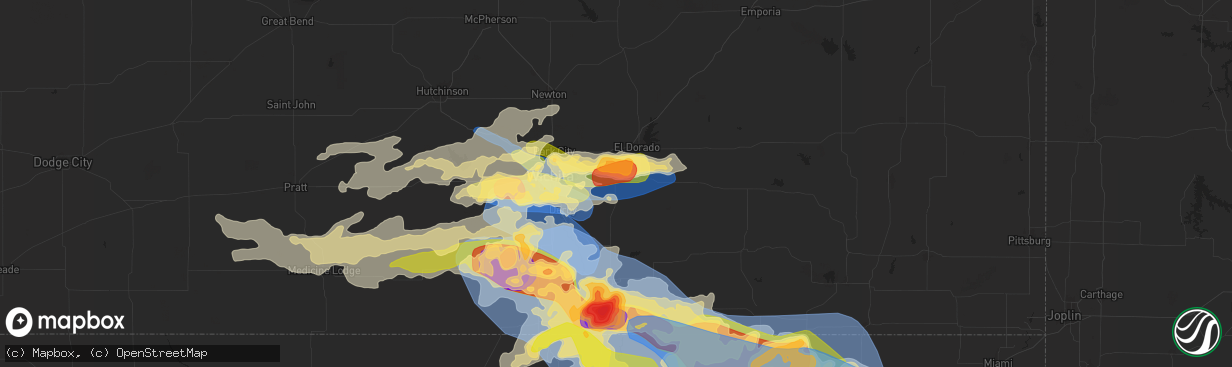 Hail map in Augusta, KS on June 17, 2025