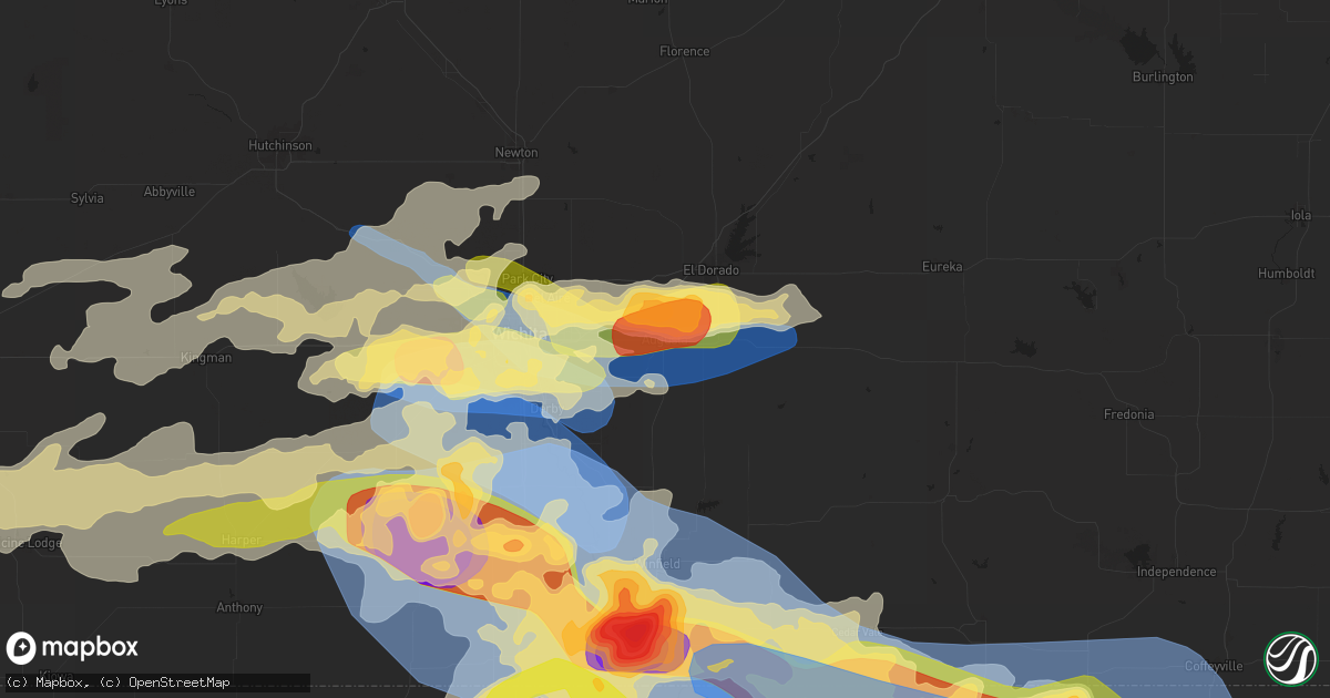 Hail map in Augusta, KS on June 17, 2025
