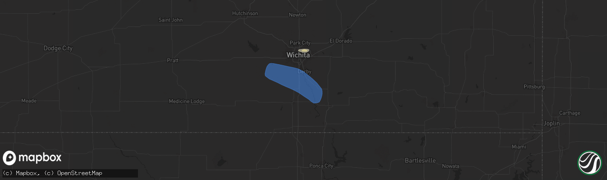 Hail map in Belle Plaine, KS on June 17, 2025