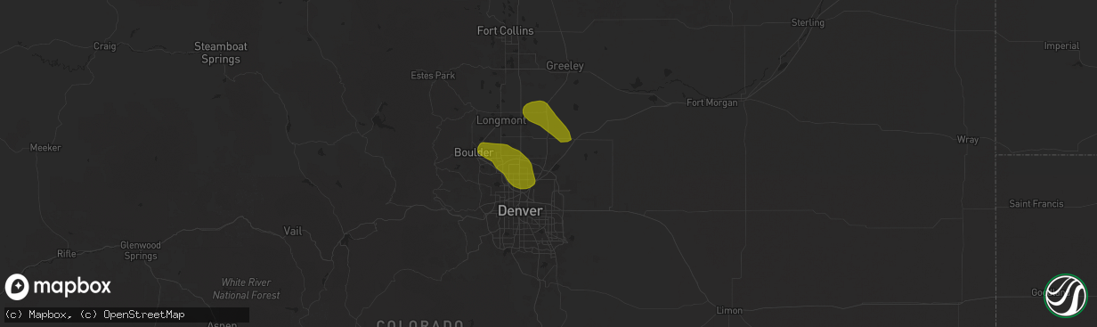 Hail map in Brighton, CO on June 17, 2025