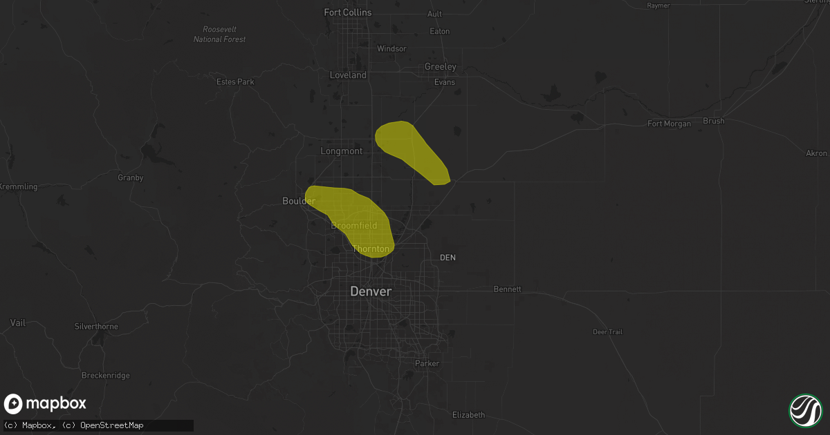 Hail map in Brighton, CO on June 17, 2025