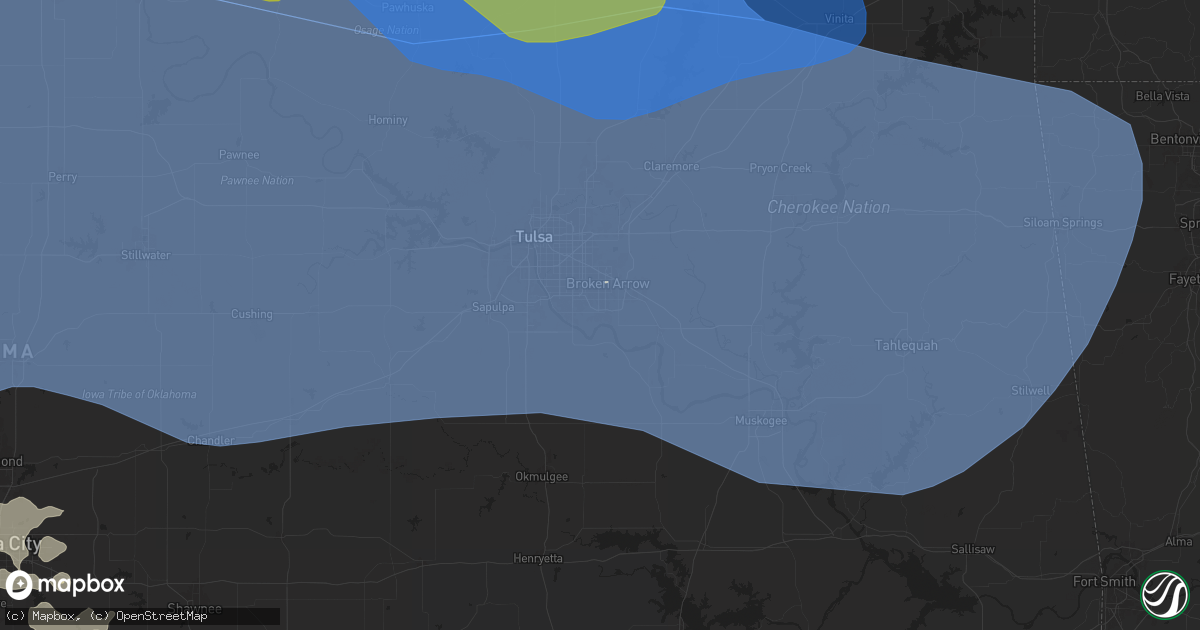 Hail map in Broken Arrow, OK on June 17, 2025