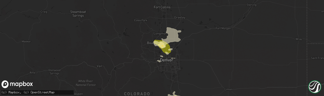 Hail map in Broomfield, CO on June 17, 2025