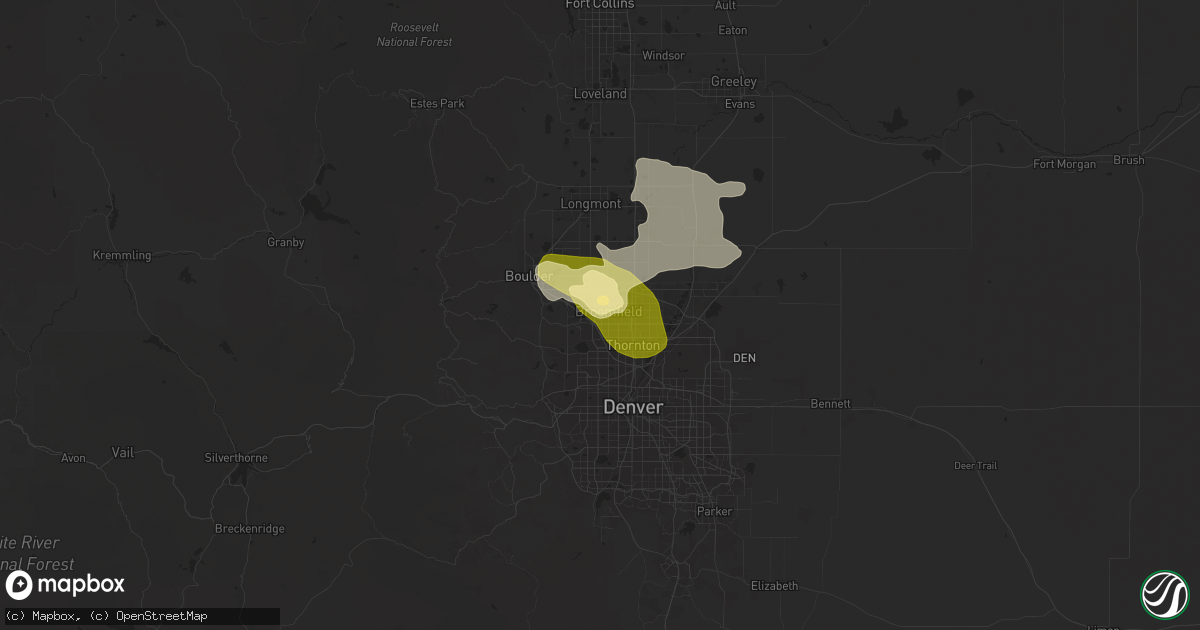 Hail map in Broomfield, CO on June 17, 2025