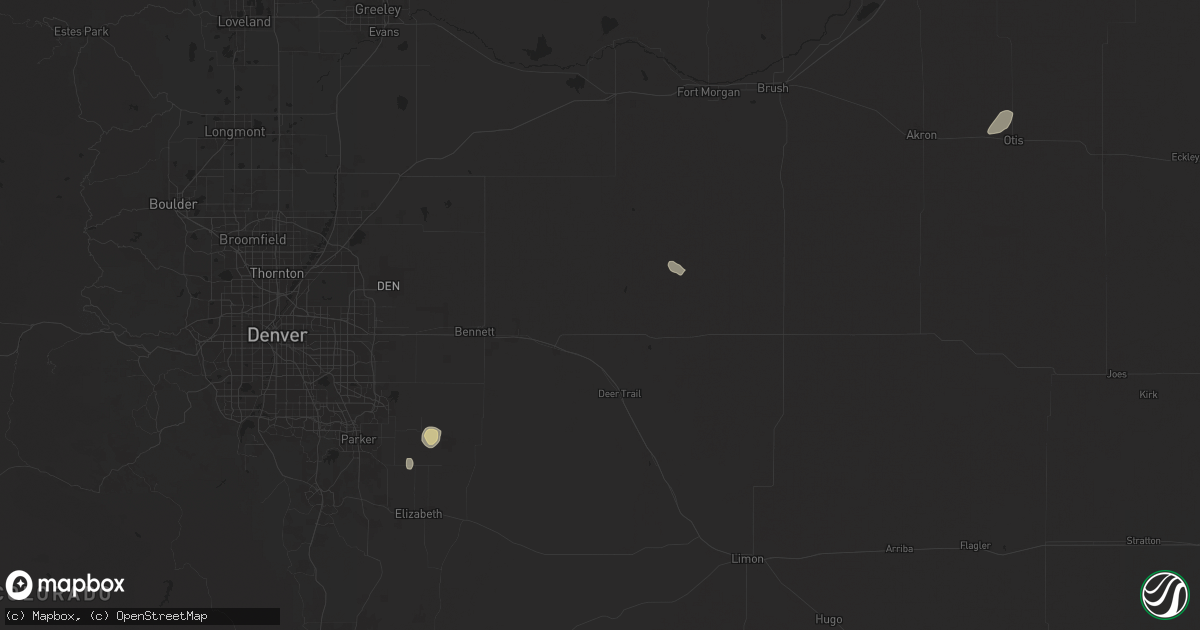 Hail map in Byers, CO on June 17, 2025