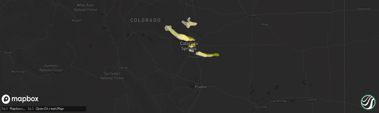 Hail map in Colorado Springs, CO on June 17, 2025