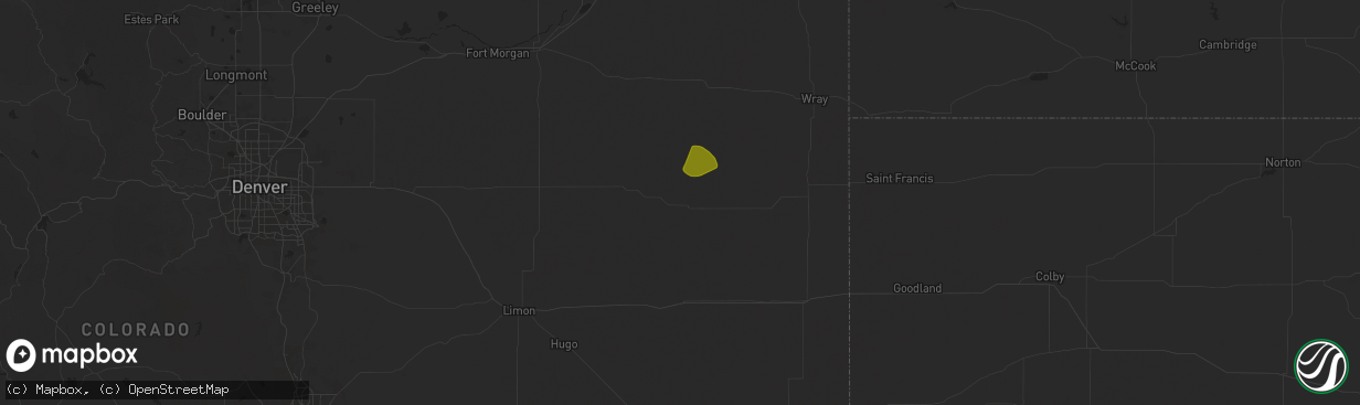 Hail map in Cope, CO on June 17, 2025