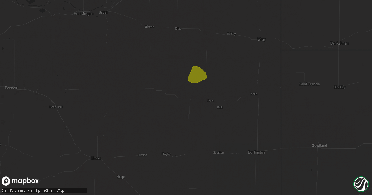 Hail map in Cope, CO on June 17, 2025