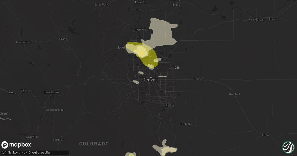 Hail map in Denver, CO on June 17, 2025