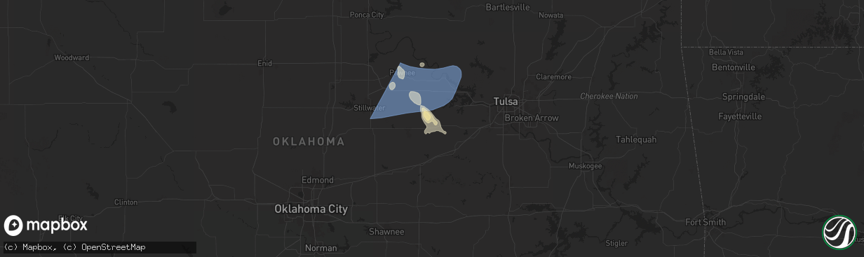Hail map in Drumright, OK on June 17, 2025