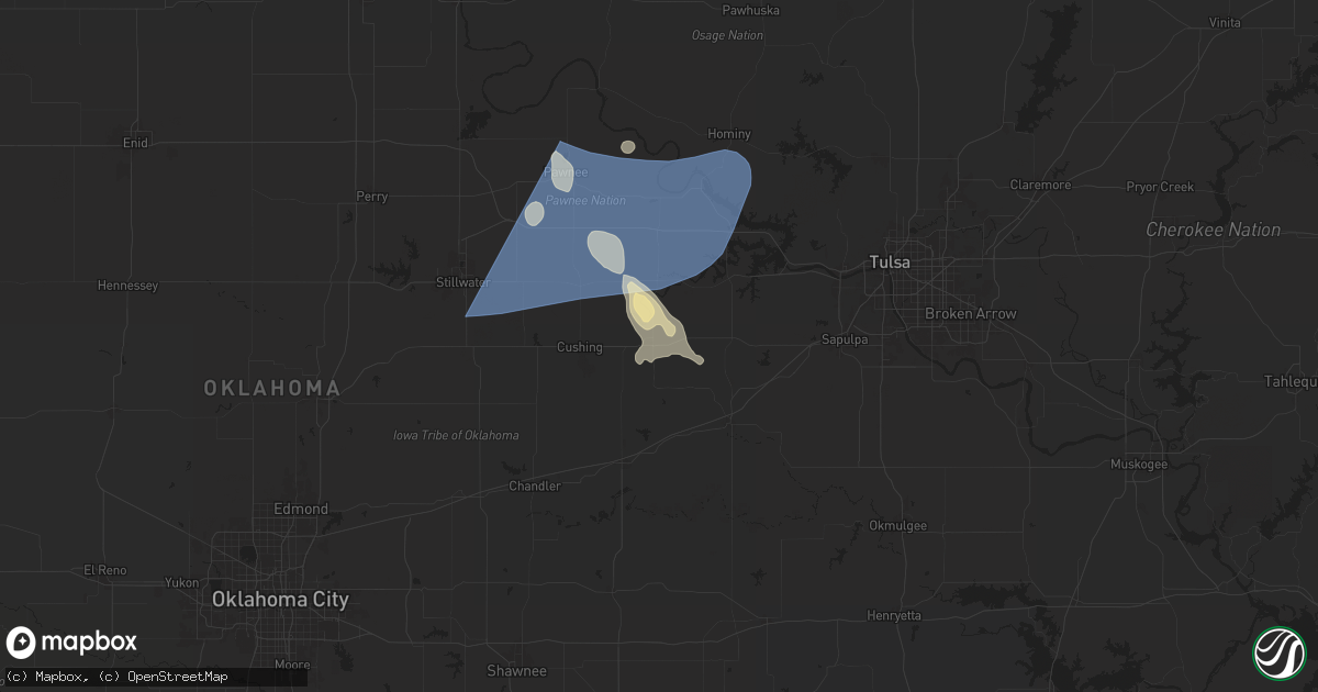 Hail map in Drumright, OK on June 17, 2025