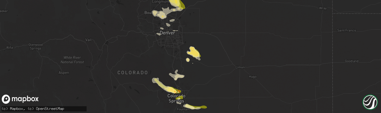 Hail map in Elizabeth, CO on June 17, 2025