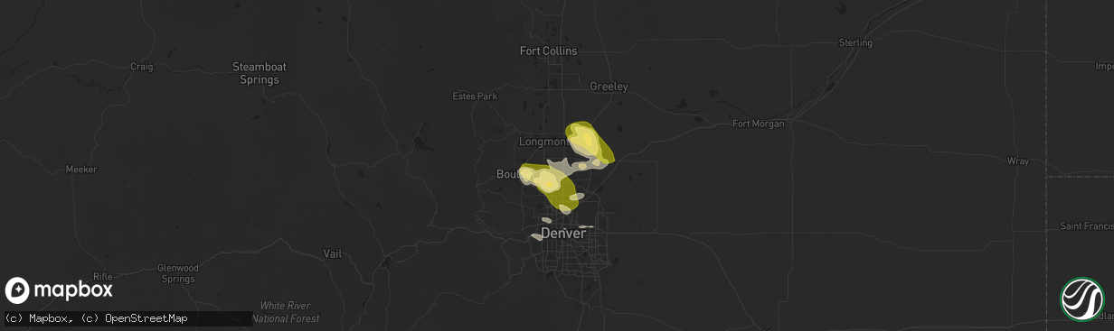 Hail map in Erie, CO on June 17, 2025